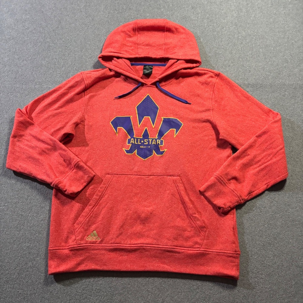 Adidas NBA All Star Game 2014 Hoodie Mens Large Red NOLA Basketball Pullover